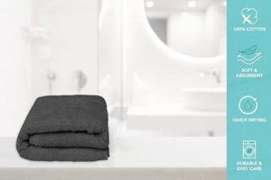 100% Cotton Large Bath Towels 24x50 Inches Soft Highly Absorbent and Quick Dry Bathroom Towels Perfect for Gym Spa and Travel - Charcoal Grey - Image 6
