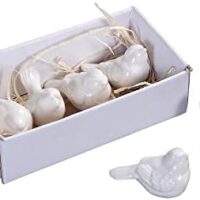 Set of 6 White Ceramic Birds
