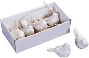 Set of 6 White Ceramic Birds
