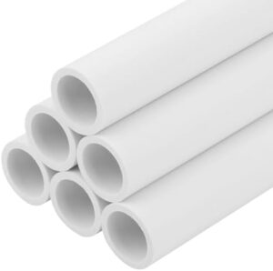 6Pcs 1/2 Inch PVC Pipe 17" Long Sch40 Industrial Pipes for Home DIY, Greenhouse, Garden, Farm, Workshop, Furniture Grade, White (0.50" x 17"L)