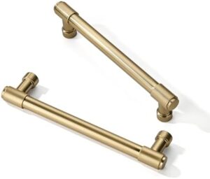 TUNNY 10 Pack Modern Round Cabinet Handle-5"/128mm Screw Spacing Champagne Bronze Furniture Hardware Handles for Kitchen Cabinets Bedroom Cabinet Pull