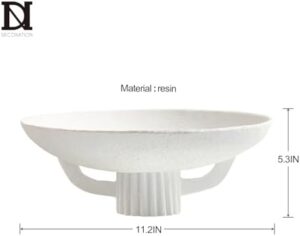 White Resin Decorative Bowl for Boho Modern Home Decor, 11.2" Large Elegant Pedestal Kitchen Fruit Bowl/Key Holder/ Potpourri for Entryway Table, Coffee Table, Dining Room,Table Centerpiece Bowel - Image 3