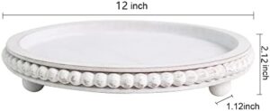 HPC Decor 12in Round Wood Tray - White, Distressed, Farmhouse Rustic - Decorative Tray for Living Room, Coffee Table, Kitchen Table or Farmhouse Serving Tray - Image 7