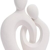 Quoowiit Ceramic Couple Sculptures for Home Decor, Abstract Lover Statue for Shelf, Office, Living Room, Bedroom, Gifts for Anniversary, Valentine's Day, Birthday (White)