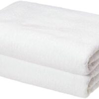 Amazon Basics 2 Piece Quick-Dry Oversize Bath Towel, 100% Cotton, White, 54" x 30"