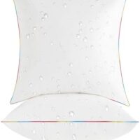 LEBO 18 x 18 Outdoor Pillow Inserts - Waterproof Decorative Throw Pillows with Down Alternative Filling for Patio Furniture Couch Sofa - Pack of 2, White