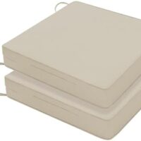 Favoyard Patio Chair Cushions 20 x 20 x 3 Inch Waterproof Outdoor Seat Cushions for Patio Furniture 3-Year Color Fastness Garden Sofa Couch Chair Pads with Handle & Adjustable Straps Set of 2, Beige