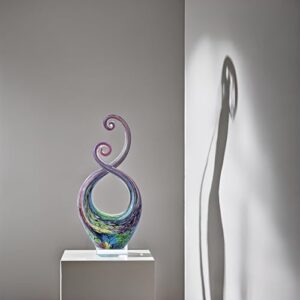 15" Tall Hand Blown Glass Abstract Sculpture with Base | Outdoor-Ready Handcrafted Glass Decor for Patio, Garden, Home & Office Display - Image 4