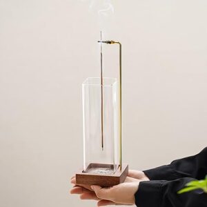 Incense Holder, Wooden Incense Holder for Sticks with Glass Ash Catcher, Anti-ash Incense Burner with 20 Incense Sticks and a Ash Brush for Meditation Yoga Spa Room Decor - Image 7