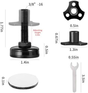 Adjustable Leveling Feet Furniture Levelers 8Pack Table Feet Heavy Duty Furniture Leg Levelers for Cabinets Sofa Tables Chairs,T-Nut Kit 3/8”-16 Thread, Support 1320LBs (8 Pack) - Image 2