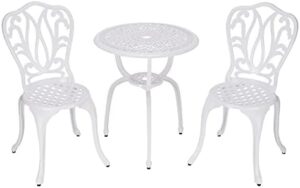 3 Piece Bistro Set,Outdoor Patio Set,Anti-Rust Cast Aluminum Bistro Table Set for Park Yard Front Porch Furniture(New White)… - Image 2