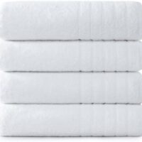 Casa Platino 30x60 100% Cotton Mercerized Large Bath Towels 4 Pack, Highly Absorbent and Quick Dry Bath Towels for Bathroom, Perfect White Towels for Hotels, Spa, Air Bnb, Adult Towels - White