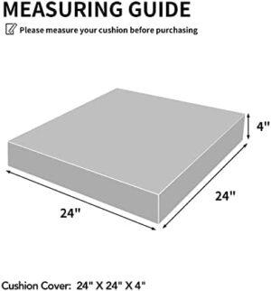 Easy-Going Waterproof Patio Cushion Covers 24x24x4 inch 4 Pack Replacement Non-Slip Outdoor Seat Cushion Slipcover with Zipper. Gray - Image 6