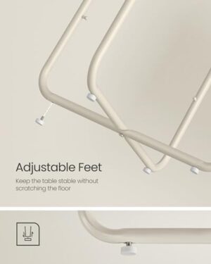 VASAGLE End Table, Small Bedside Table with Fabric Basket, Modern Nightstand, Round Side Table, for Living Room, Bedroom, Cream White ULET223K67 - Image 9