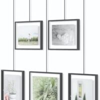 Umbra Exhibit Picture Frame Gallery Set, Adjustable Wall Collage Displays Five Photos (Two 4x6" and Three 5x7"), Set of 5, Black