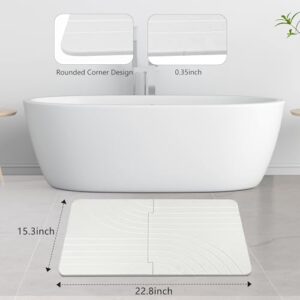 Stone Bath Mat, Diatomaceous Earth Bath Shower Mat for Bathroom Floor -Super Absorbent, Easy to Clean (22.8 * 15.3" White) - Image 3