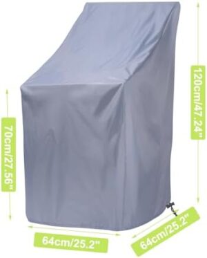 Stackable Patio Chair Cover, Outdoor Chair Cover Waterproof, Stacked Chairs Lawn Chair Covers Outdoor Stack Chairs for All Weather Protection (Grey, 25"L x 25"W x 47”H) - Image 2