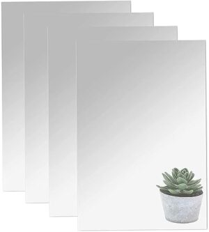 DARENYI 16"x 12"x 4Pcs Acrylic Mirror Sheet, Flexible Non Glass Full Length Full Body Mirror Tiles with Adhesive Tapes for Wall Bathroom Bedroom Door Home Decor