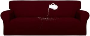 PureFit 100% Dual Waterproof Couch Cover Slipcovers for Couches and Sofas - Stretch Non Slip Fleece Sofa Covers Washable, Leakproof Furniture Protector for Kids, Pets, Dog (Sofa, Wine)