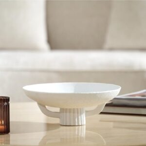 White Resin Decorative Bowl for Boho Modern Home Decor, 11.2" Large Elegant Pedestal Kitchen Fruit Bowl/Key Holder/ Potpourri for Entryway Table, Coffee Table, Dining Room,Table Centerpiece Bowel - Image 9