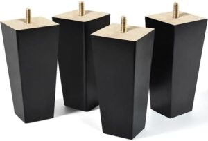 AORYVIC 6 inch Furniture Legs Black Couch Legs Set of 4 Ottoman Replacement Sofa Legs for Sectional, Dresser, Recliner, Nightstand (6 inch (4pcs))