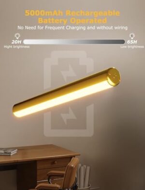 Picture Light Battery Operated, 13in Wireless Art Light for Paintings, Dimmable 5000mAh Recharging Battery Picture Light with Remote Control for Wall, Gallery Dartboard Art Bedroom (Gold-2Pack) - Image 5