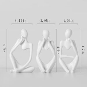 BrownLove 3pcs Decor White Thinker Statue Abstract Art Sculpture,Resin Collectible Figurines for Home Living Room Office Shelf Decoration - Image 2