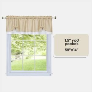 Soft Window Darcy Curtain Valance, Tan & White - 58 Inch Width, 14 Inch Length, 1.5 Inch Rod Pocket - Light Filtering Valance for Kitchen and Bathroom by Achim Home Decor - Image 4