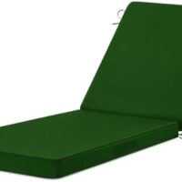 Chaise Lounge Cushions Outdoor, 72"x21"x3" Triple-Waterproof Outdoor Chair Cushions with Removable Cover, 4 Adjustable Ties Lounge Chair Cushions for Outdoor Furniture, Forest Green