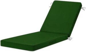 Chaise Lounge Cushions Outdoor, 72"x21"x3" Triple-Waterproof Outdoor Chair Cushions with Removable Cover, 4 Adjustable Ties Lounge Chair Cushions for Outdoor Furniture, Forest Green