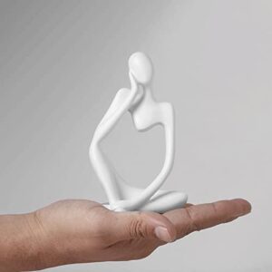 BrownLove 3pcs Decor White Thinker Statue Abstract Art Sculpture,Resin Collectible Figurines for Home Living Room Office Shelf Decoration - Image 3