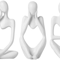 BrownLove 3pcs Decor White Thinker Statue Abstract Art Sculptureļ¼Resin Collectible Figurines for Home Living Room Office Shelf Decoration