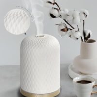Essential Oil Diffuser,110ML Diffusers for Essential Oils Large Room, Ceramic Diffusers USB Powered Decorative Ultrasonic Defuzzer, Ideal for Aesthetic Home,Dorm Décor, Yoga,White