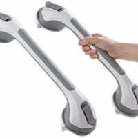 TAILI Grab Bars for Bathtubs and Showers 2 Pack Suction Grab Bar, Heavy Duty Shower Handle Removable Bath Handrails for Seniors and Elderly, Bathroom Safety Grip No Drilling Waterproof,Grey