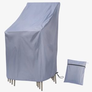 Stackable Patio Chair Cover, Outdoor Chair Cover Waterproof, Stacked Chairs Lawn Chair Covers Outdoor Stack Chairs for All Weather Protection (Grey, 25"L x 25"W x 47”H)