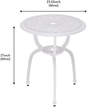 3 Piece Bistro Set,Outdoor Patio Set,Anti-Rust Cast Aluminum Bistro Table Set for Park Yard Front Porch Furniture(New White)… - Image 4