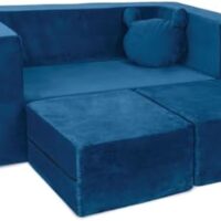 Milliard Kids Couch - Modular Kids Sofa for Toddler and Baby Playroom/Bedroom Furniture (Navy Blue) with Bonus Pillow