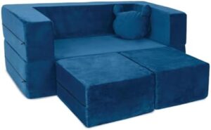 Milliard Kids Couch - Modular Kids Sofa for Toddler and Baby Playroom/Bedroom Furniture (Navy Blue) with Bonus Pillow