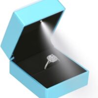 LED Ring Earring Box for Proposal, Wedding, Engagement, Luxury Jewelry Gift Box with LED Light, Jewellry Display Box (Daphne Blue)