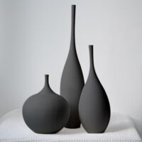 Black Ceramic Vase Modern Boho Wabi-Sabi Flower Vase Set of 3 Decorative Aesthetic Vases for Centerpieces Pampas Matte Minimalist Vases for Living Room Table Shelf Home Decor Gift