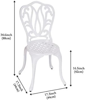 3 Piece Bistro Set,Outdoor Patio Set,Anti-Rust Cast Aluminum Bistro Table Set for Park Yard Front Porch Furniture(New White)… - Image 5
