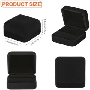 2 Pieces Velvet Metal Wedding Ring Box, Elegant Jewelry Earring Studs Gift Box for Women Girl, Ring Holder Case for Engagement Proposal, Anniversary, Bridal Party Decor (Black) - Image 2