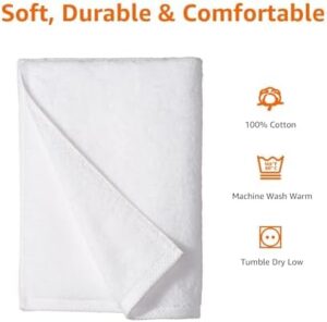 Amazon Basics 2 Piece Quick-Dry Oversize Bath Towel, 100% Cotton, White, 54" x 30" - Image 2