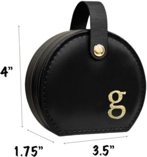 COLLECTIVE HOME - Travel Jewelry Case, Elegant Half-Moon Design with Gold Monogram, Detachable Handle, Personalized Accessory Organizer, Gift for Fashion-Forward Women and Teens, Black (g) - Image 2