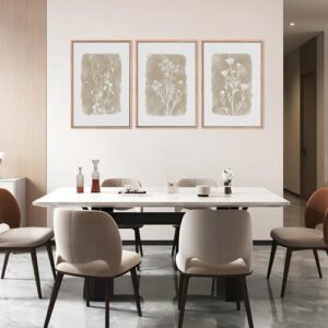 CHDITB Botanical Farmhouse Wall Art Set, Framed Boho Plant Wall Decor, Neutral Minimalist Floral Wall Painting, Rustic Wildflower Canvas Art Prints for Living Room, Bedroom, Bathroom - Large 16"x24"x3 - Image 4