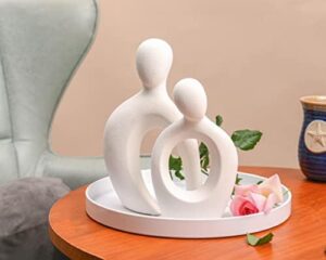 Quoowiit Ceramic Couple Sculptures for Home Decor, Abstract Lover Statue for Shelf, Office, Living Room, Bedroom, Gifts for Anniversary, Valentine's Day, Birthday (White) - Image 2