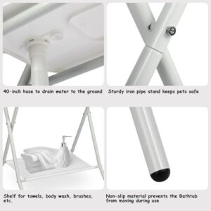 Nidouillet Dog Bath Tub,2 in 1 Dog Washing Station Elevated Professional Collapsible Foldable Portable Shower Bathtub Pet Bath Tubs,for Small Dogs and Cats Bathroom Outdoor and Pet Store(Grey) - Image 6