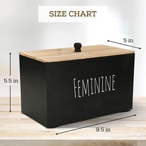 Tampon Holder Storage for bathroom, Feminine Wood Container Box, Women Product Organizer, Farmhouse Décor, Pad Storage Container Box, Rustic Accessories (black) - Image 4