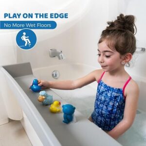 Tub Topper® Bathtub Splash Guard Play Shelf Area - Toy Tray Caddy Holder Storage - Suction Cups Attach to Bath Tub - No Mess Water Spill in Bathroom - Fun for Toddlers Kids Baby (Gray) - Image 4