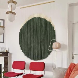 IOWER Large Macrame Wall Hanging Green Boho Wall Decor Macrame Beads Yarn Fiber Wall Art Beaded Tassel Home Decor For Bedroom Living room 39" W x 55" L